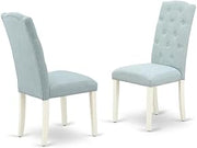 Furnifact Linen-Upholstered Parsons Dining Chair High-Back, Upholstered Kitchen Chair for Dining Room Table and Chairs, Set of 2