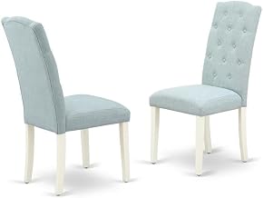 Furnifact Linen-Upholstered Parsons Dining Chair High-Back, Upholstered Kitchen Chair for Dining Room Table and Chairs, Set of 2