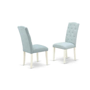 Linen-Upholstered Parsons Dining Chair High-Back by Furnifact – Wood, Linen White, Pack of 2