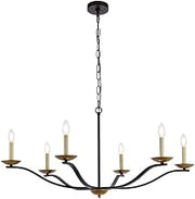 Trey 6-Light Mid-Century Metal Pendant in Black and Brass