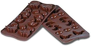 Silikomart 22.105.77.0065 SCG05 Chocolate Mould with Easter Theme 14 Cavities Silicone Brown