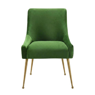 Velvet-Upholstered Side Chair with Gold Stainless Steel Legs by Starlight Canyon Home – Velvet, Green