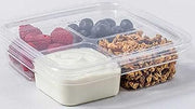 Fabri-Kal Fabri Kal Greenware PLA Clear 4 Compartment Shallow Square Tray, 6 inch -- 300 per case.