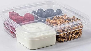Fabri-Kal Fabri Kal Greenware PLA Clear 4 Compartment Shallow Square Tray, 6 inch -- 300 per case.