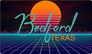 Bedford Texas 2 X 1.25-Inch Vinyl Decal Stiker Retro Neon Design