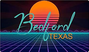 Bedford Texas 2 X 1.25-Inch Vinyl Decal Stiker Retro Neon Design