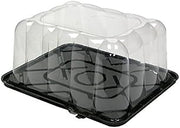 Pactiv APET Plastic Premium 1/8 Sheet Rectangle Cake Container Black/Clear | 50/Pack