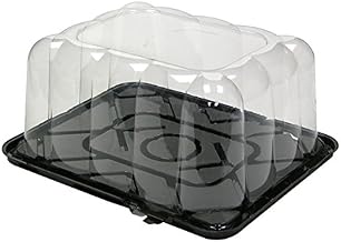 Pactiv APET Plastic Premium 1/8 Sheet Rectangle Cake Container Black/Clear | 50/Pack