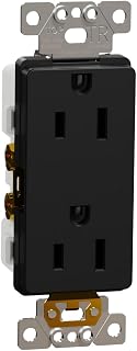 Square D by Schneider Electric Square D X Series 125V Tamper Resistant Heavy Duty Duplex Decorator Receptacle Back Wire Clamps, 15 Amp, Matte Black (SQR44111BK)