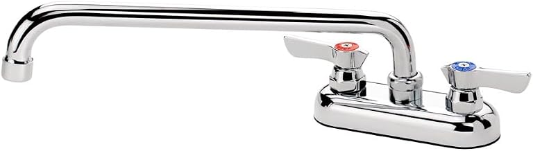Krowne 11-412L Silver Series Faucet, Deck Mount, 4" Centers, 12" Swing Spout, 1/4 Turn Ceramic Valves, 1.8 GPM, Chrome Finish, NSF Low Lead Compliant