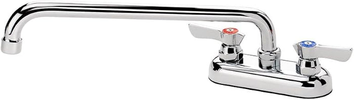 Krowne 11-412L Silver Series Faucet, Deck Mount, 4" Centers, 12" Swing Spout, 1/4 Turn Ceramic Valves, 1.8 GPM, Chrome Finish, NSF Low Lead Compliant