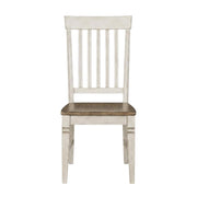 Beacon Smokey White & Peppercorn Slatback Side Chair with Wood Seating by Starlight Canyon Home – Asian Hardwood, Beige, Pack of 2
