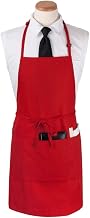 JRC Ritz CL3PBIAELRD Chef's Line Bib Apron 26" x 31" Long with 3 Front Pockets, Red (Case of 12)
