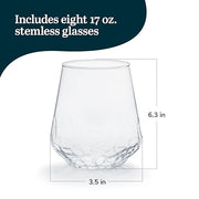 Libbey Hammered 8 (17.75 oz) / 17 Ounces, Set of 8 / Modern Wine Glasses