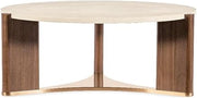 Hooker Eleana Round Cocktail Table in Medium Wood Finish with Marble Top