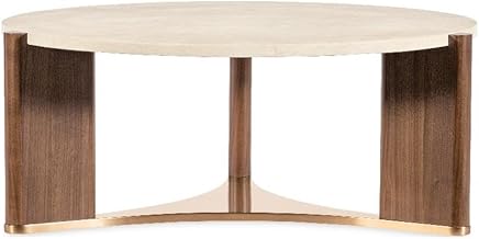 Hooker Eleana Round Cocktail Table in Medium Wood Finish with Marble Top