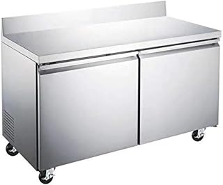 USWR-2D U-Star 2-Door Refrigerated Work Top Counter, 12-Cubic Feet, Stainless Steel, 115v