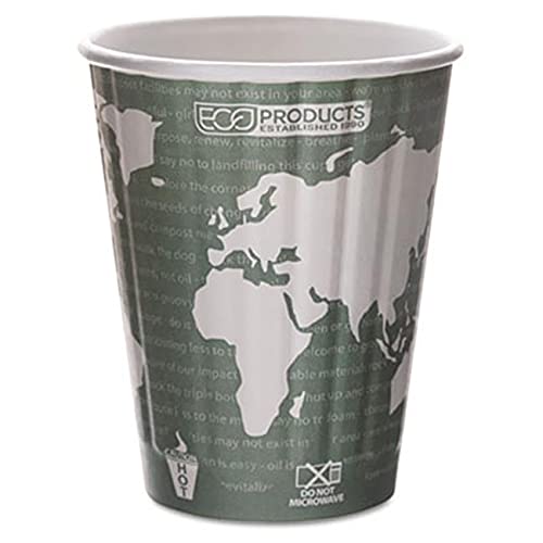 Eco-Products EP-BNHC12-WD World Art Insulated Compostable Hot Cups 12 oz. Dark Green 600-Carton