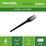 Responsible Products 6.75" Forks Black (50 Count) / Black / 50 Forks