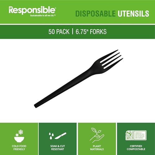 Responsible Products 6.75" Forks Black (50 Count) / Black / 50 Forks