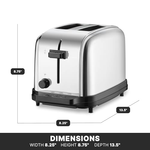 Waring Silver / Double Slot Chrome Toaster | Wide Slot / 2-Compartment Toasters