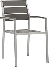 Gray Aluminum Patio Dining Armchair, Weather-Resistant Frame, Ergonomic Backrest and Seat, with Armrest for Comfortable Outdoor Dining
