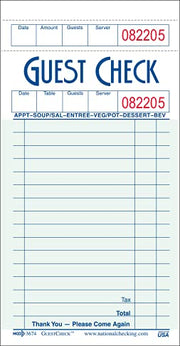 520-50 1 Part Guest Check Board 19 Line Green - Case of 2500