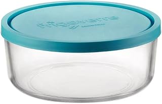 Bormioli Rocco Frigoverre Classic Glass 25.25 Ounce Round Container with Teal Lid