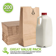 Stock Your Home 200 / 6"W x 3 5/8"G 11 1/16"H / Kraft Brown Food Storage Bags