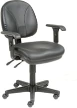 Global Industrial Leather Task Chair with T-Arms, Black