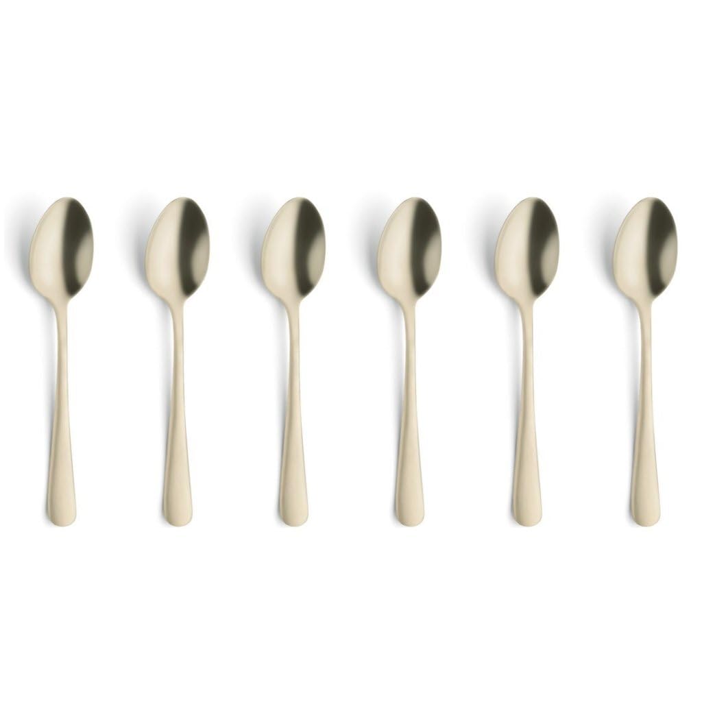 Amefa Champagne / Espresso spoon, 6 pieces. / Espressolöffel, 6-teilig, champagner satiniert Coffee & Espresso Spoons