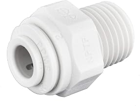 John Guest 1/4 Inch OD x 1/4 Inch NPT Straight Adapter, Push to Connect Plastic Plumbing Fitting, PP010822WP (Pack of 5)