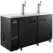 Nexel Beer Dispenser Cooler w/ 2 Single Tap Dispensers by Global Industrial – 24.38"L x 60.75"W x 35.63"H, 15.8 cubic_feet, Stainless Steel, Black, Model UDD-24-60-HC