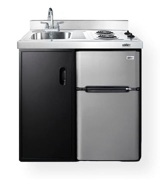 36" All-in-One Kitchenette by Summit Appliance – Large, 3.2 cubic_feet, Stainless Steel, Black, Model CK36EL