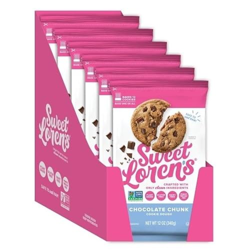 Sweet Lorens Chocolate Chunk Place & Bake Cookie Dough / 12 Ounce (Pack of 6) / 1 Cookies