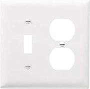 Legrand Pass & Seymour TPJ18WCC10 Trademaster Jumbo Oversized Unbreakable Nylon Wall Plate, 2 Gang, Combination One Toggle and One Duplex Outlet Cover, White (1 Count), Two Gang