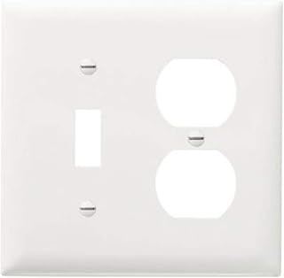 Legrand Pass & Seymour TPJ18WCC10 Trademaster Jumbo Oversized Unbreakable Nylon Wall Plate, 2 Gang, Combination One Toggle and One Duplex Outlet Cover, White (1 Count), Two Gang