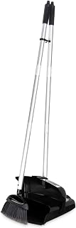 Carlisle FoodService Products Duo-Pan Upright Dust Pan and Broom Set with Adjustable Broom Head for Floor Cleaning, Restaurants, and Janitorial Use, 36 x 11.8 x 41 Inches, Black