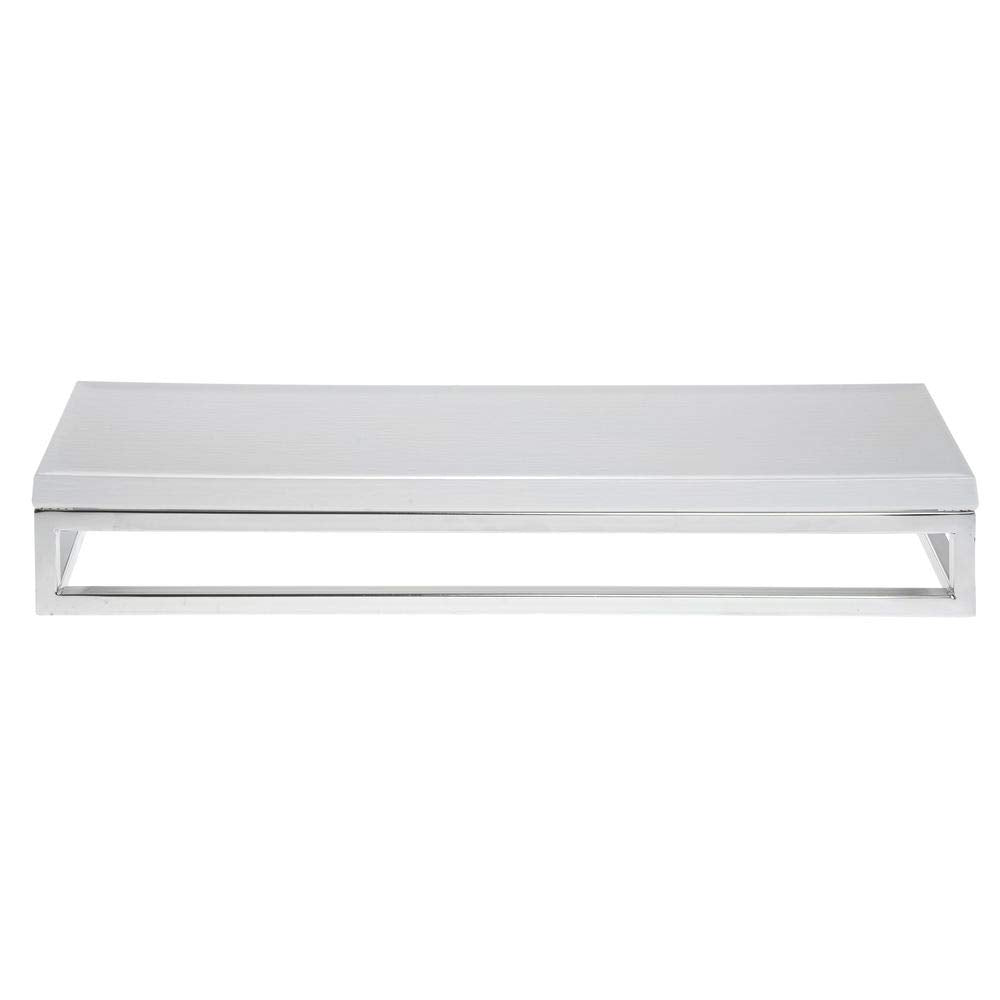 Cerve Collection Chrome Display Riser with White Top - 3 1/5"H by HUBERT – Metal, Grey, Model 53034+21734