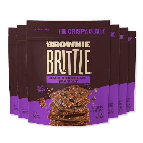 Brownie Brittle Dark Chocolate Sea Salt / 5 Ounce (Pack of 6) / Gift Box Brittle