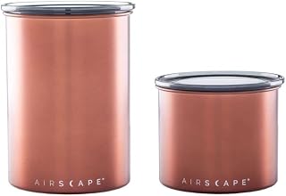 Planetary Design Airscape Stainless Steel Coffee Canister - 2-Pack - Food Storage Container | Container - US Patented Airtight Lid Pushes Out Excess Air - Preserve Food Freshness (Small & Medium, Brushed Copper)