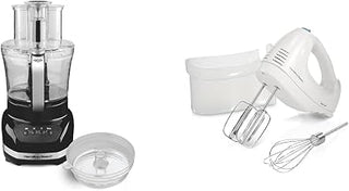 Hamilton Beach Big Mouth Duo Plus 12 Cup Food Processor & Vegetable Chopper with Additional Mini 4 Cup Bowl, Black & 6-Speed Electric Hand Mixer with Whisk, Traditional Beaters