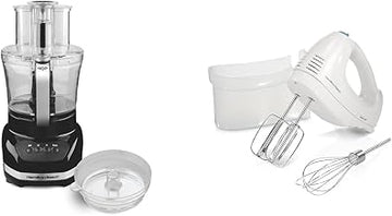 Hamilton Beach Big Mouth Duo Plus 12 Cup Food Processor & Vegetable Chopper with Additional Mini 4 Cup Bowl, Black & 6-Speed Electric Hand Mixer with Whisk, Traditional Beaters