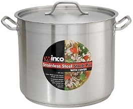 Winco SST-20 Stainless Steel 20 Quart Premium Induction Stock Pot With Cover-SST-20
