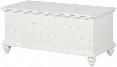 Furnifact Chest with Cedar-Lined Interior and Shiplap Siding, Hope Storage Trunk Keepsake Blanket Storage for Bedroom, White
