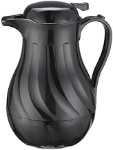 Winco Push Button Insulated Beverage Server with Swirl Design, 64-Ounce, Black, Set of 6