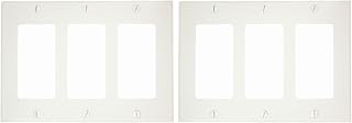 Leviton 80411-NW 3-Gang Decora/GFCI Device Wallplate, Standard Size, Thermoset, Device Mount, White (Pack of 2)
