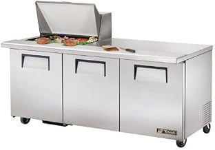 TRUE TSSU-72-12M-B-HC 72" Mega Top Refrigerated Sandwich Salad Unit, Fits (12) 1/6 Size Pans, Three Full Doors
