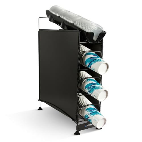 San Jamar 4 Positions / Side Panels / 3 Cup + 1 Lid / Black Food Dispensers