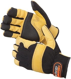 Liberty Glove & Safety 0912/2XL Lightning Gear GoldenKnight Grain Pigskin Leather Mechanical Glove with Reinforced Fingers and Thumb Tips, 2X-Large, Golden (Pack of 1 Pair)